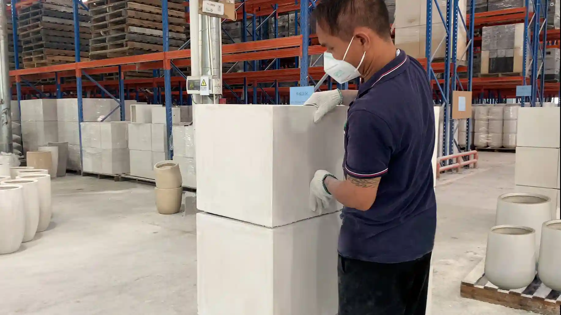 Moisture-controlled curing stage for cement-based GRC planters